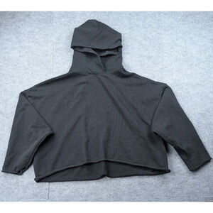 Tkees Hoodie Womens 2/3 US M/L Black Raw Edge Athleisure Sweatshirt Terry Knit